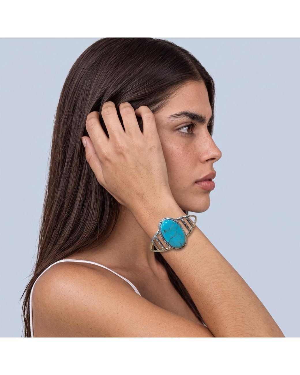 Saéa Blue Large Oval Ladder Cuff Bracelet