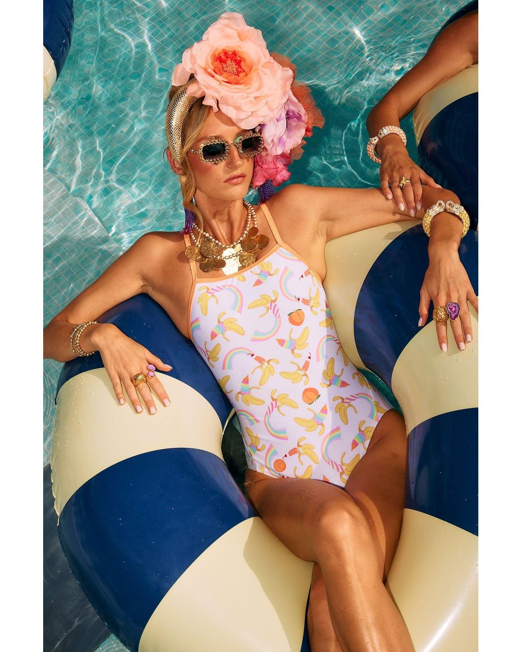 Julia Clancey Metallic Feeling Peachy Peach Swim Suit