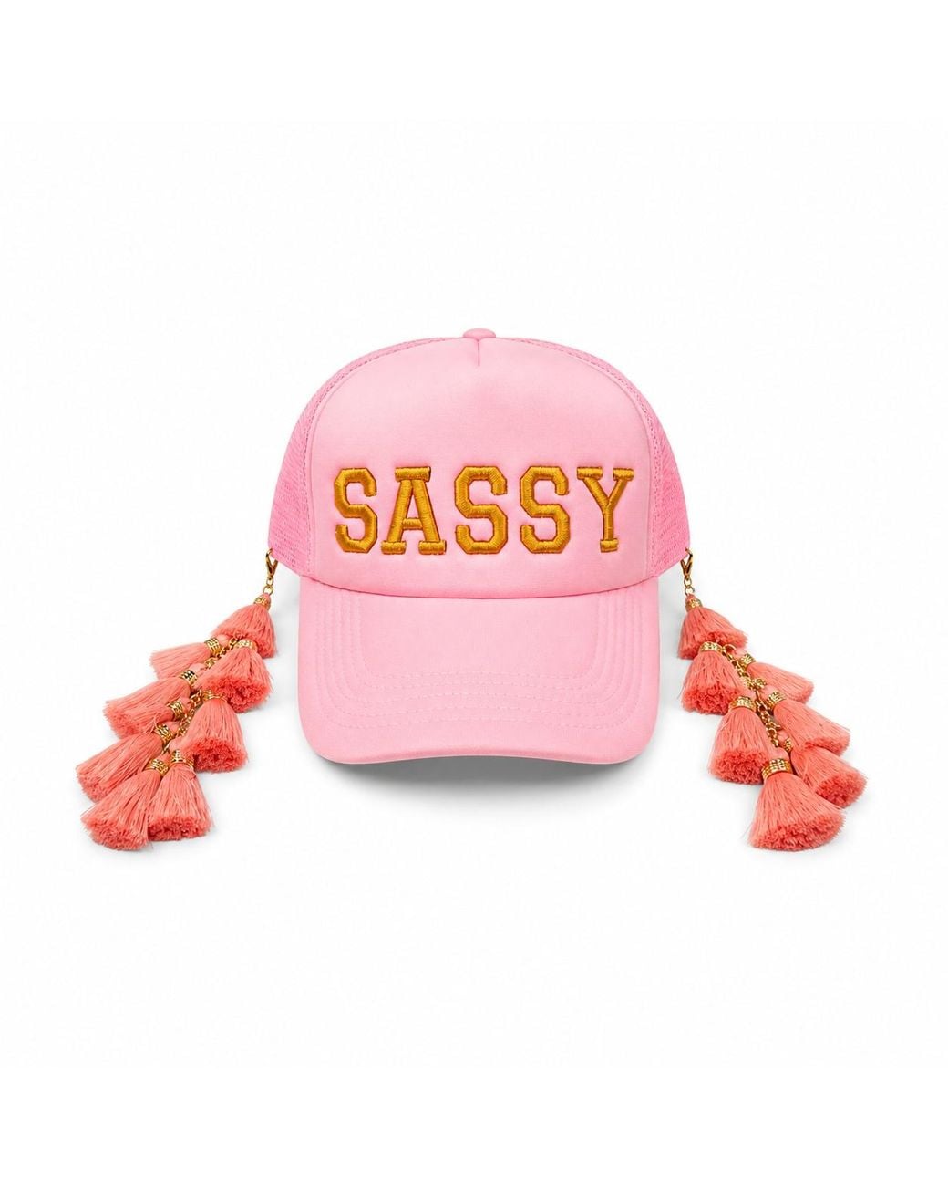 Julia Clancey Pink Sassy Peach Tassel Swinglet Trucker Cap