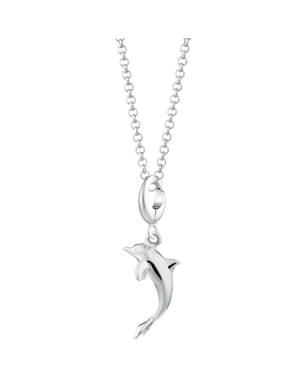 Lily Charmed Metallic Sterling Dolphin Charm Necklace