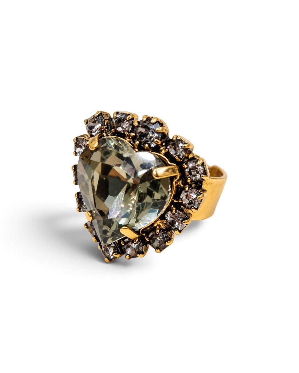 Vstyle Metallic Amore Smokey Heart Swarovski Crystal Ring