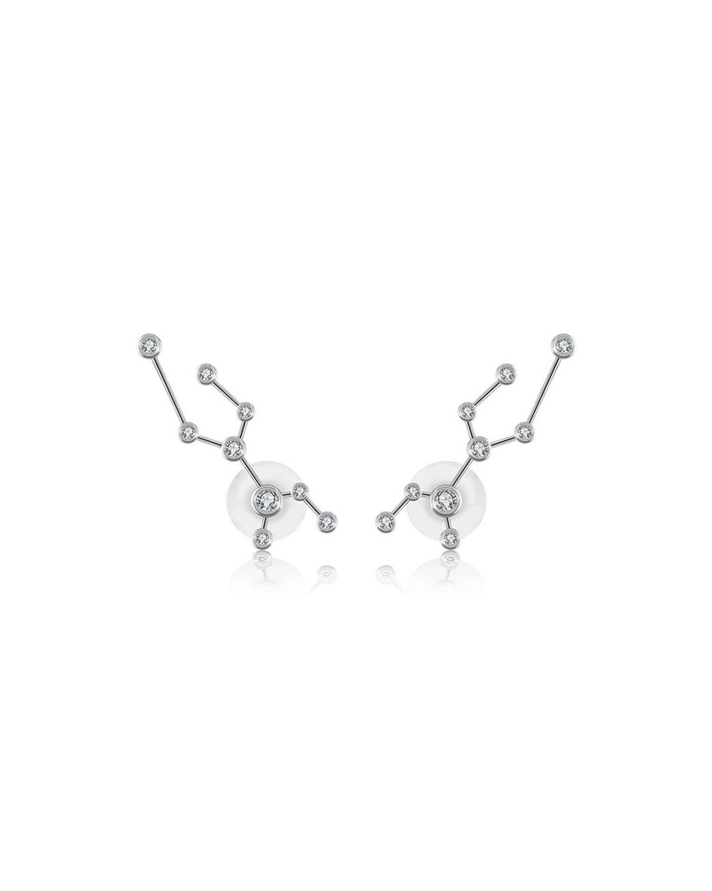 Genevieve Collection Metallic Virgo Zodiac Constellation Earring 18K & Diamond