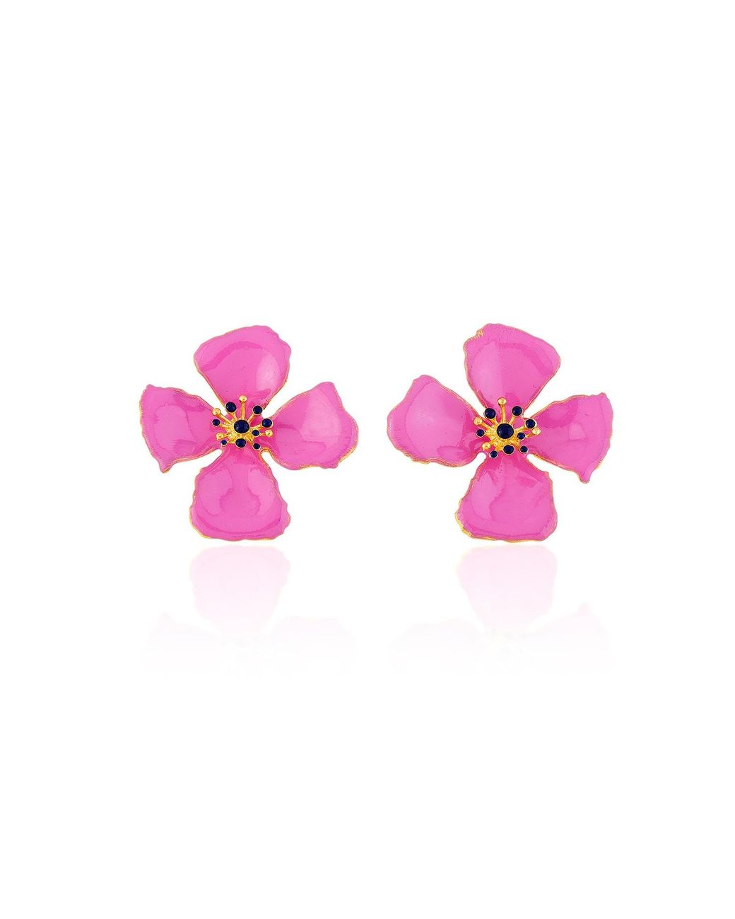 Milou Jewelry Pink Fuchsia Hibiscus Flower Earrings