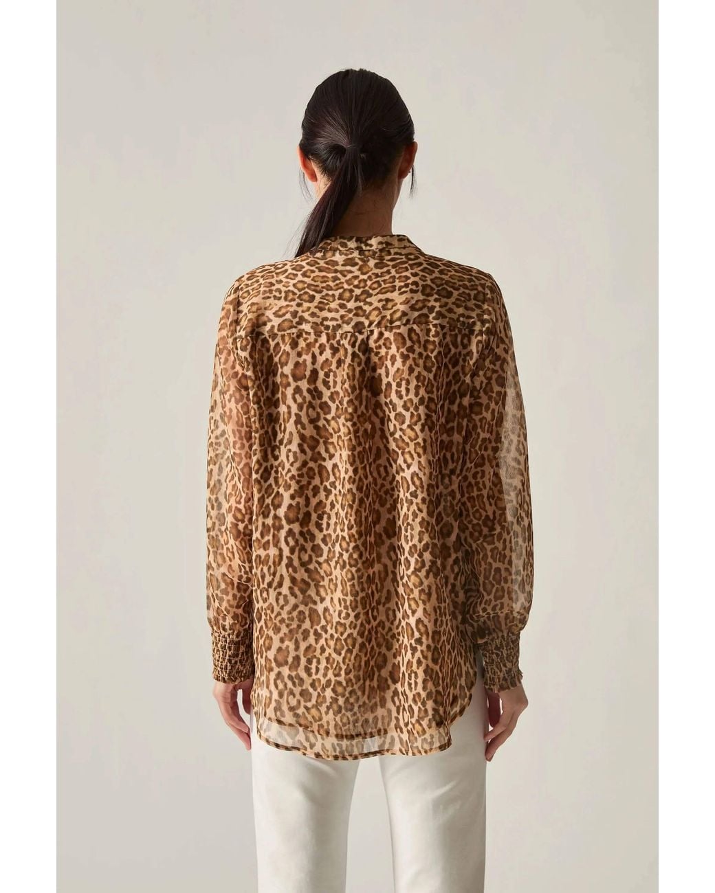 James Lakeland Natural Camel Leopard Print Blouse