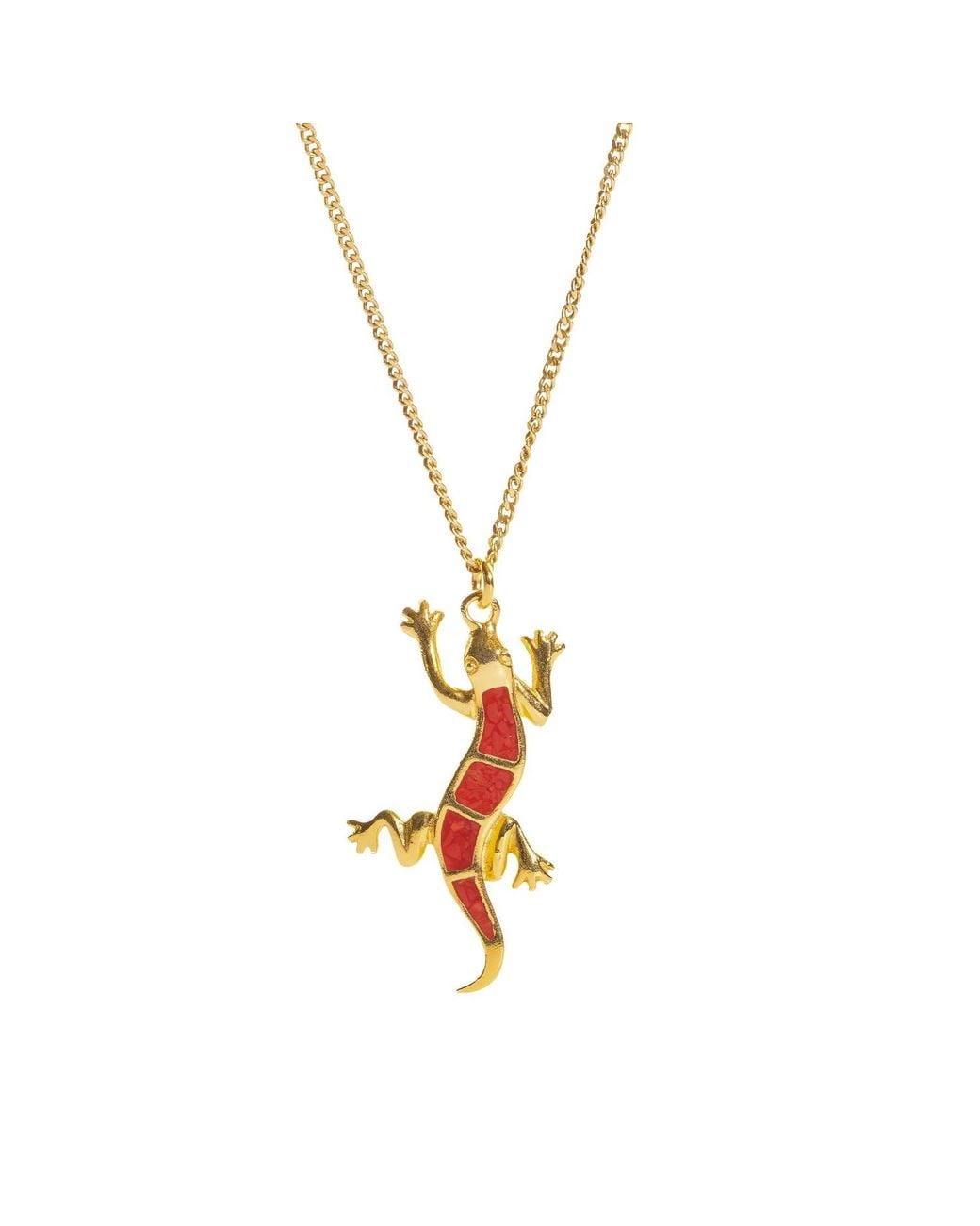 Ebru Jewelry Metallic Lucky Gecko Enamel Pendant Necklace