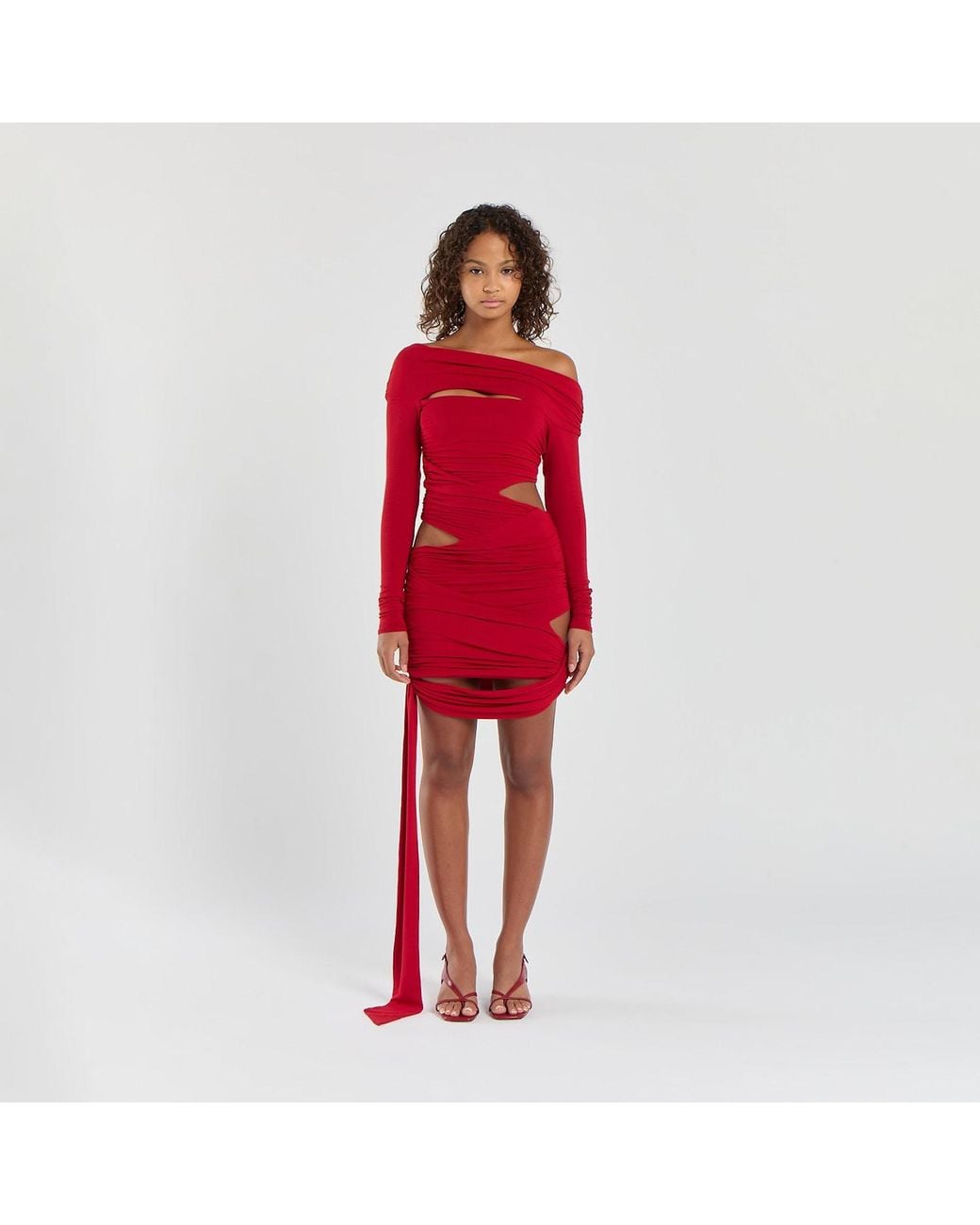 Egyptian Blue Red Chilli Faux Wrap Dress