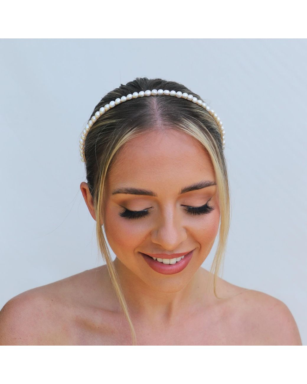 Kiri & Belle Metallic Cici Freshwater Pearl Metal Headband