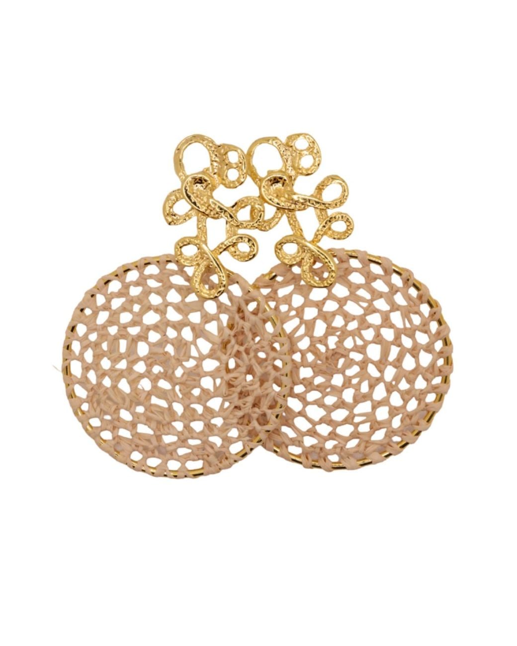 Nart Nature Making Art Metallic The Buriti Natural Fiber Lace Earrings