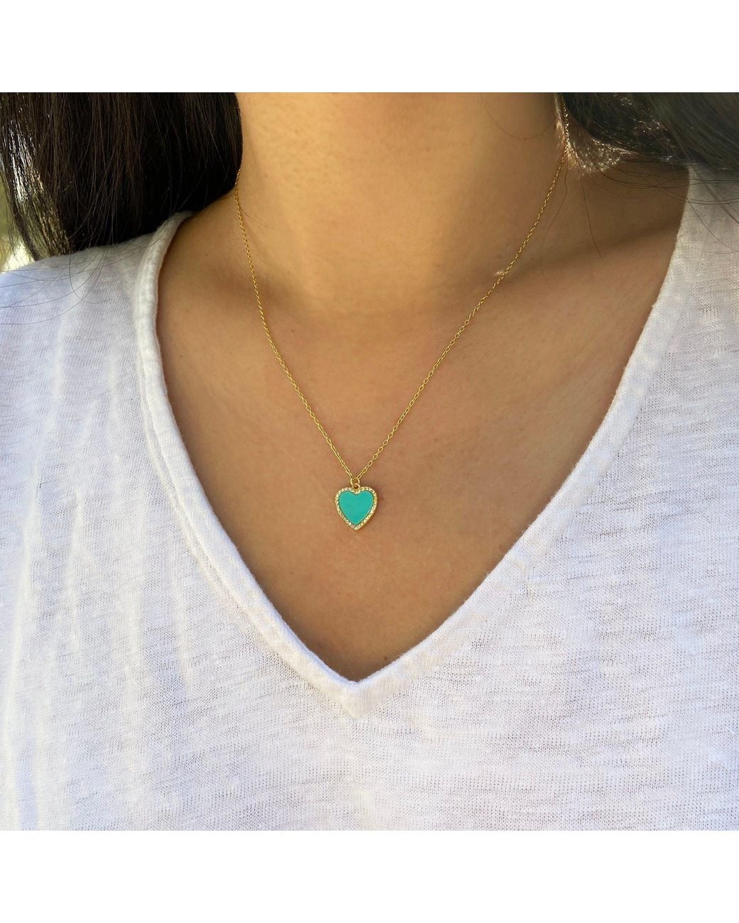 KAMARIA Blue Heart Necklace With Crystals