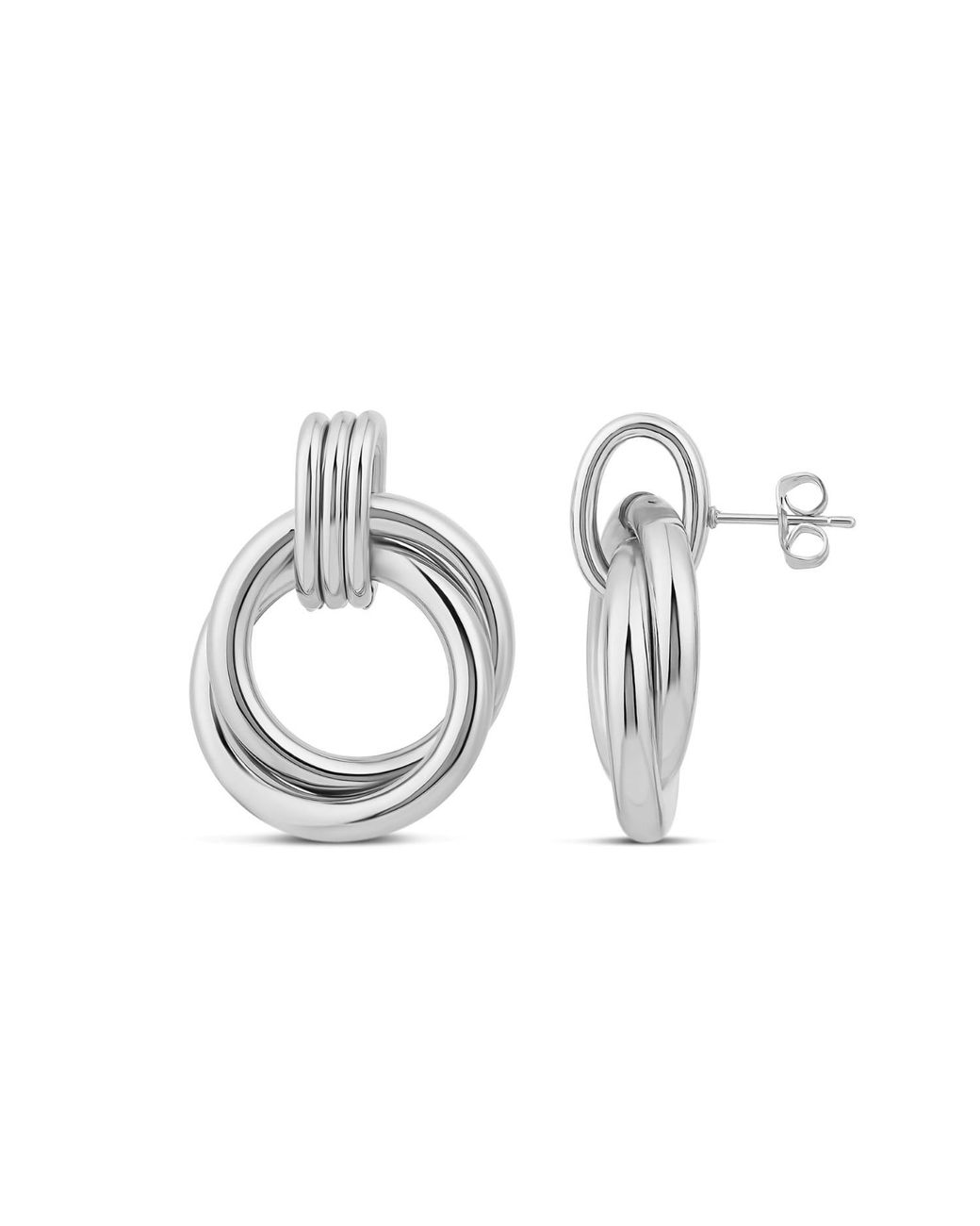 SHYMI Metallic Twisted Round Drop Earrings