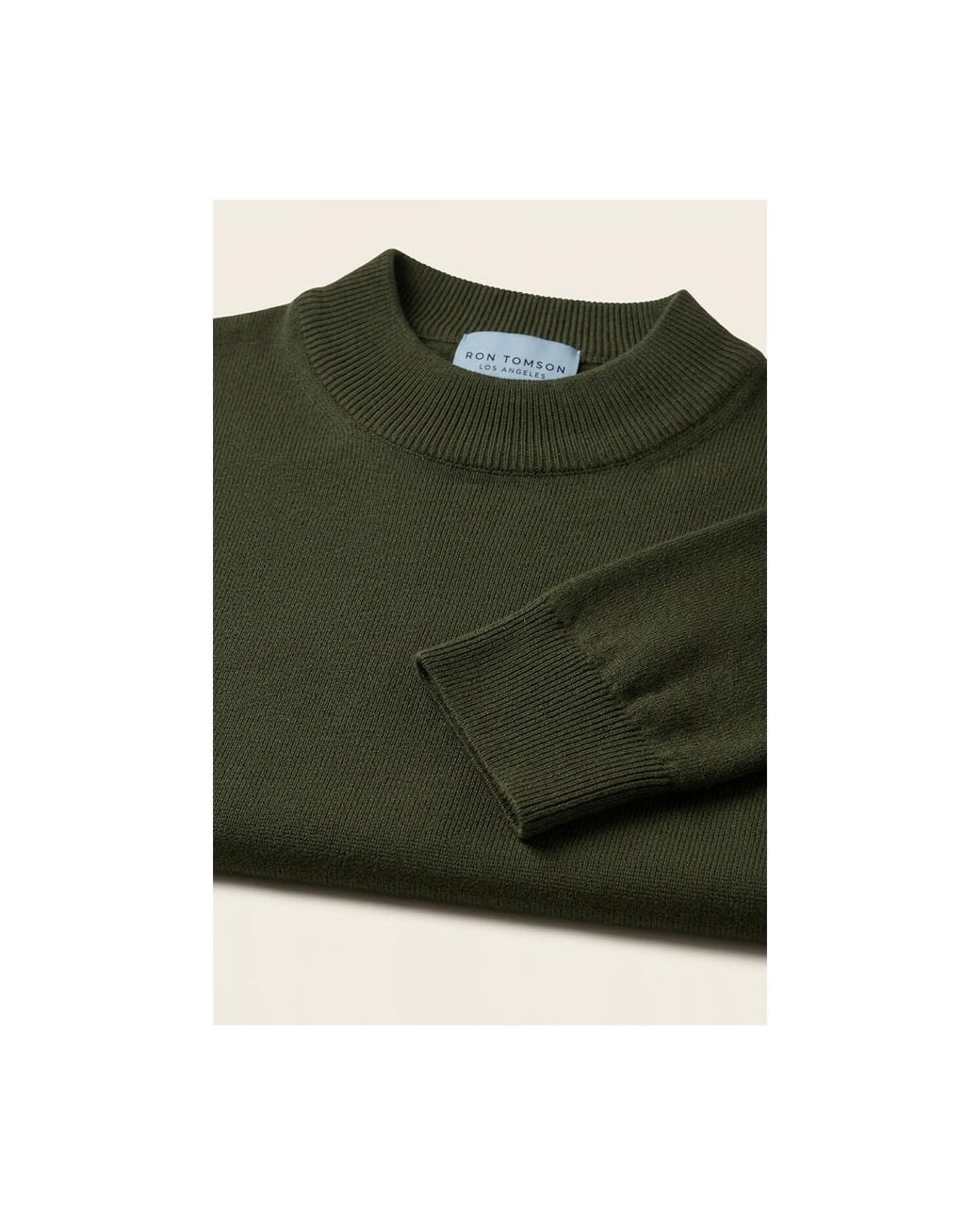 Ron Tomson Green Mock Neck Relaxed Sweater for men