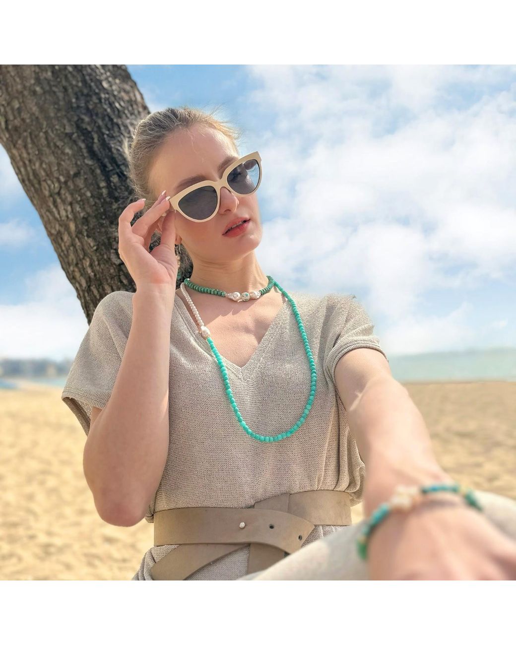Farra Blue Freshwater Pearls And Long Necklace