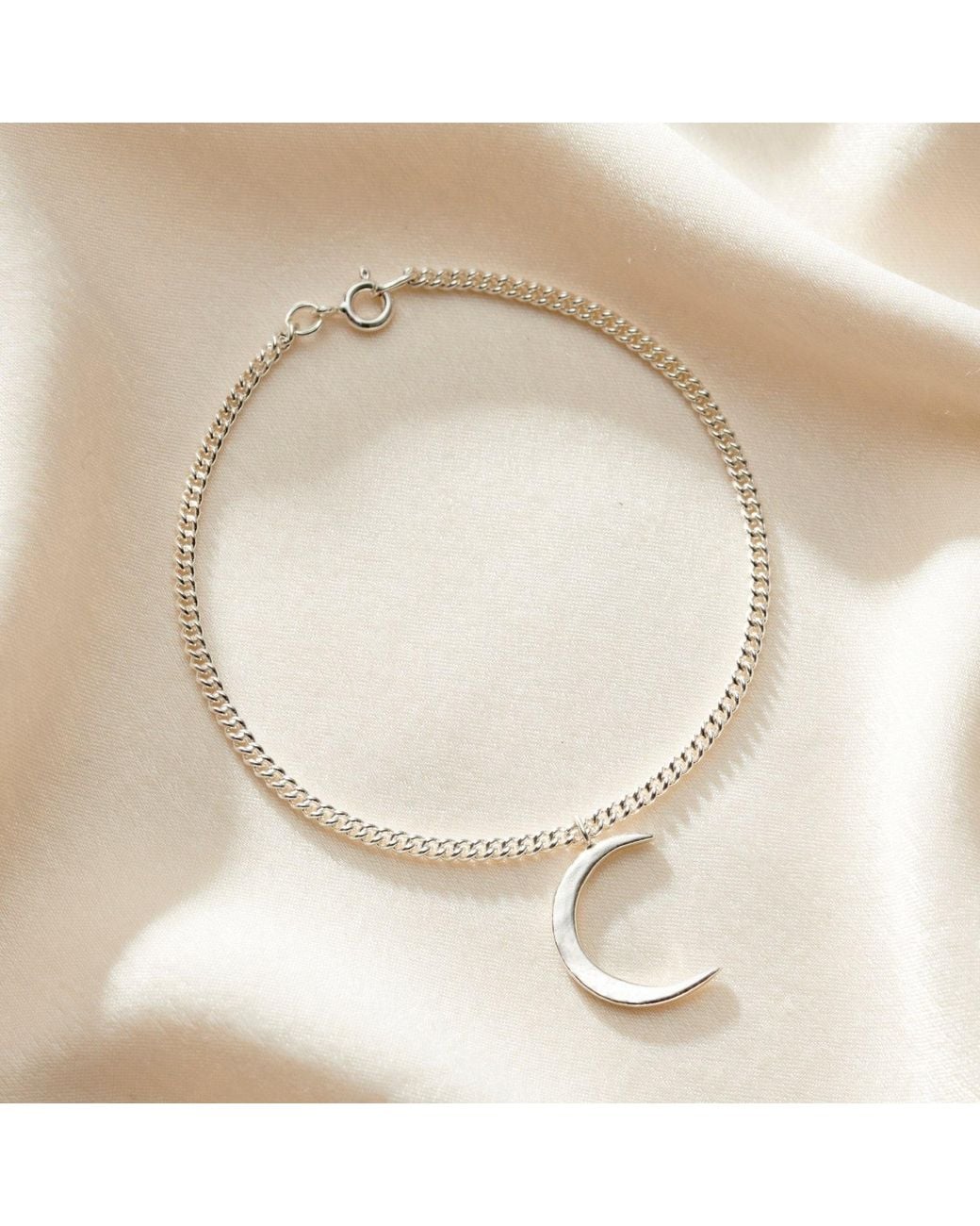 Posh Totty Designs Metallic Sterling Crescent Moon Charm Bracelet