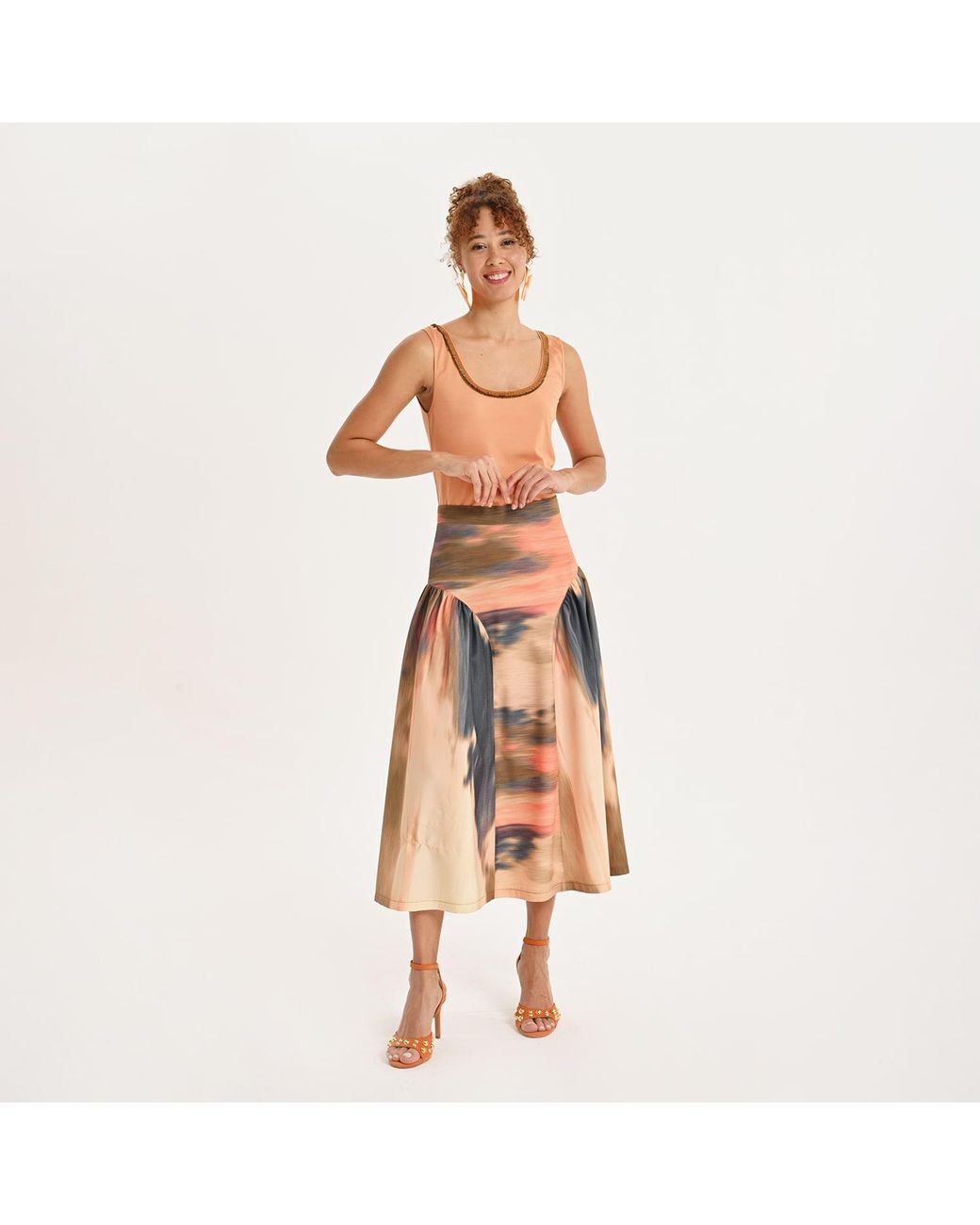 Lalipop Design Pink Flow Panel Midi Skirt