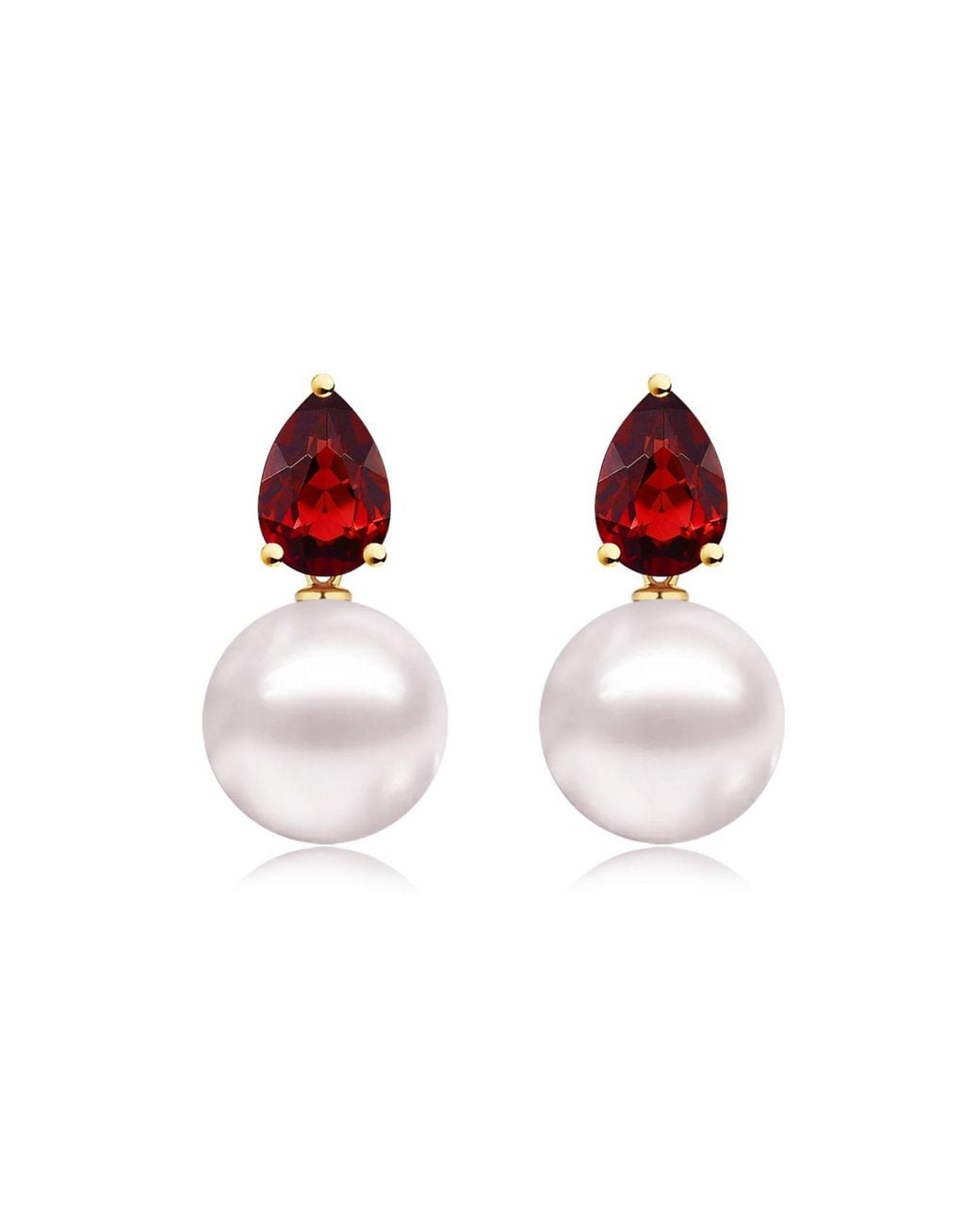 Kai Fine Jewelry Red Solid Natural Garnet & Freshwater Pearl Venus Tears Convertible Drop Earrings