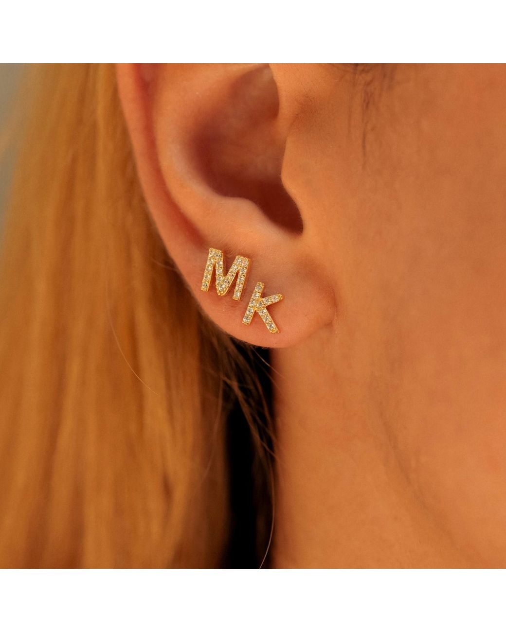 Spero London Metallic Initial Letter Stud Earring Sterling Plated