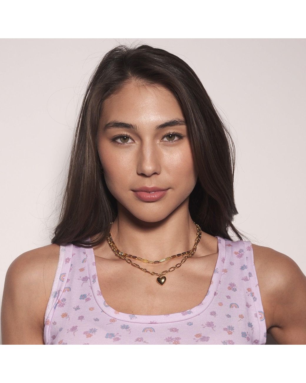Cloud Haven Metallic Layered Heart Necklace