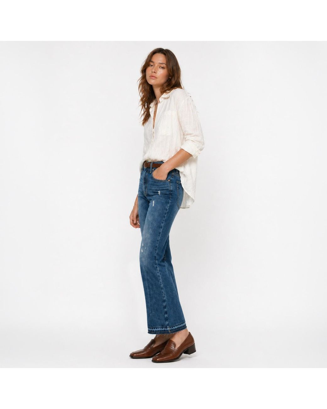 NOEND Blue Farrah Kick Flare Jeans