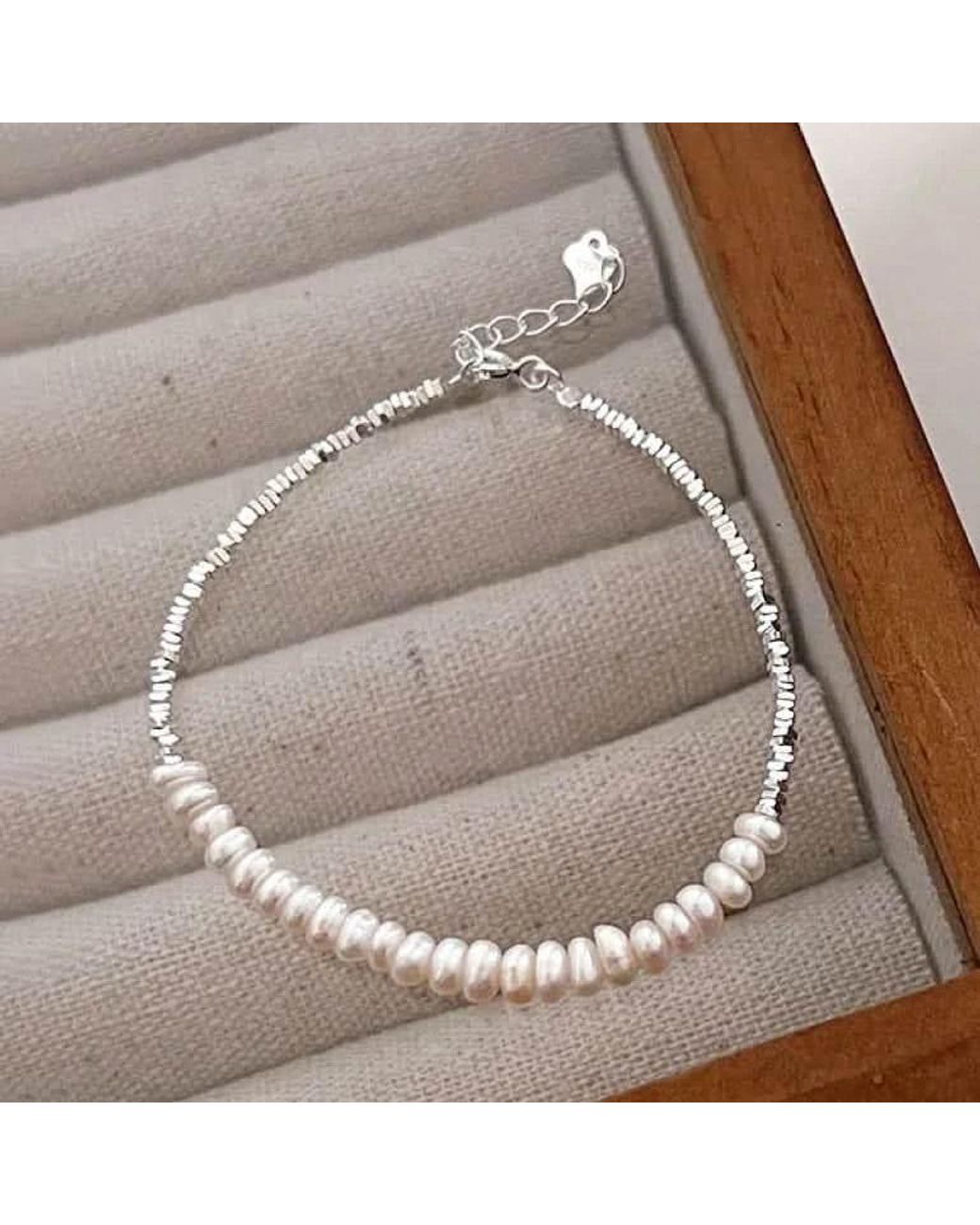 Angel Barocco Metallic Beaded Freshwater Pearl Irregular Bracelet