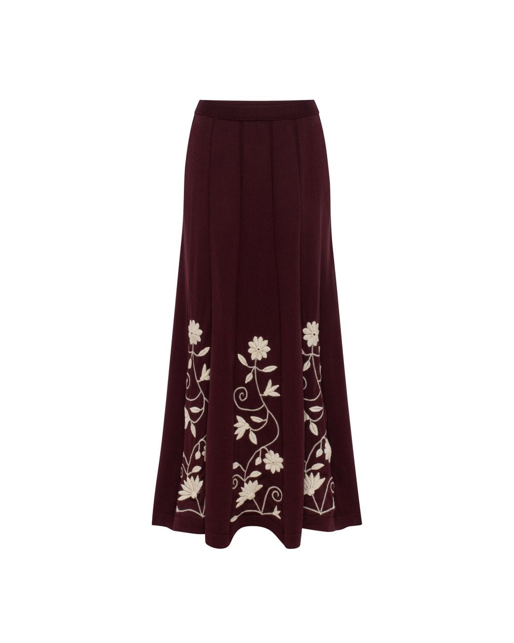 Annabo Purple Etherea Embroidered Merino Wool Maxi Skirt