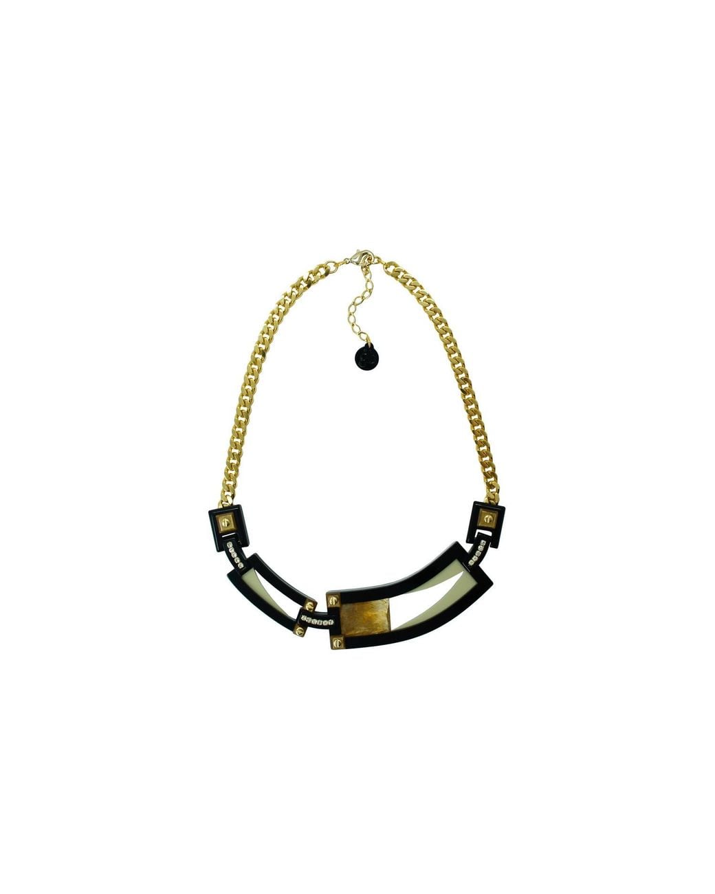 Gissa Bicalho White Handmade Acrylic Necklace Deco Choker Rectangular Cut Stone Clay