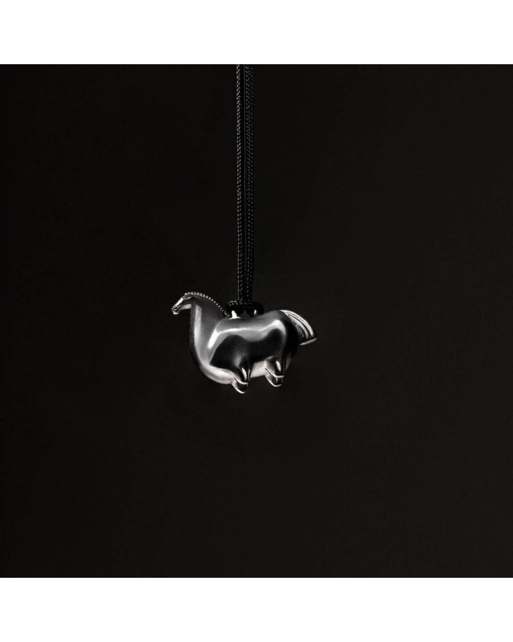Pearl Code White Artisanal Horse Pendant – Symbolic Necklace With Cord for men