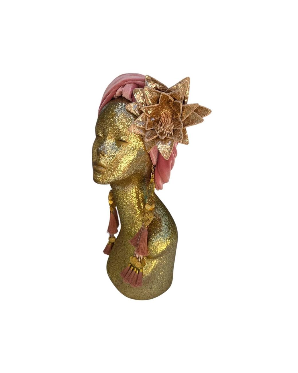 Julia Clancey Red Cha Cha Cha Boom Dusky Dream Velour Turban