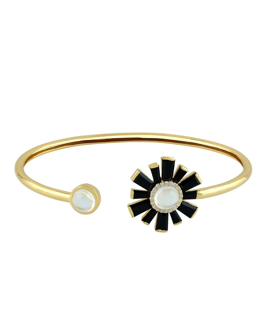 Artisan Metallic Moonstone & Spinel And Diamond Open Bangle