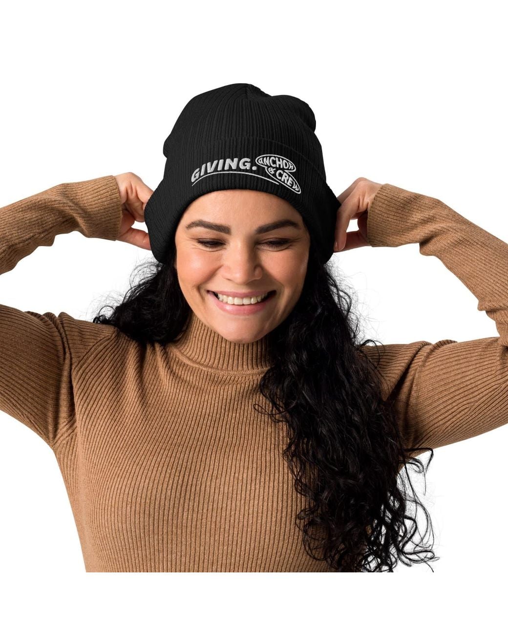 Anchor and Crew Black Giving Gen. Organic Cotton Embroidered Beanie
