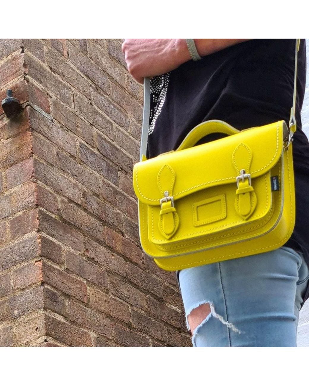 Zatchels Yellow Handmade Leather Crossbody Midi Satchel