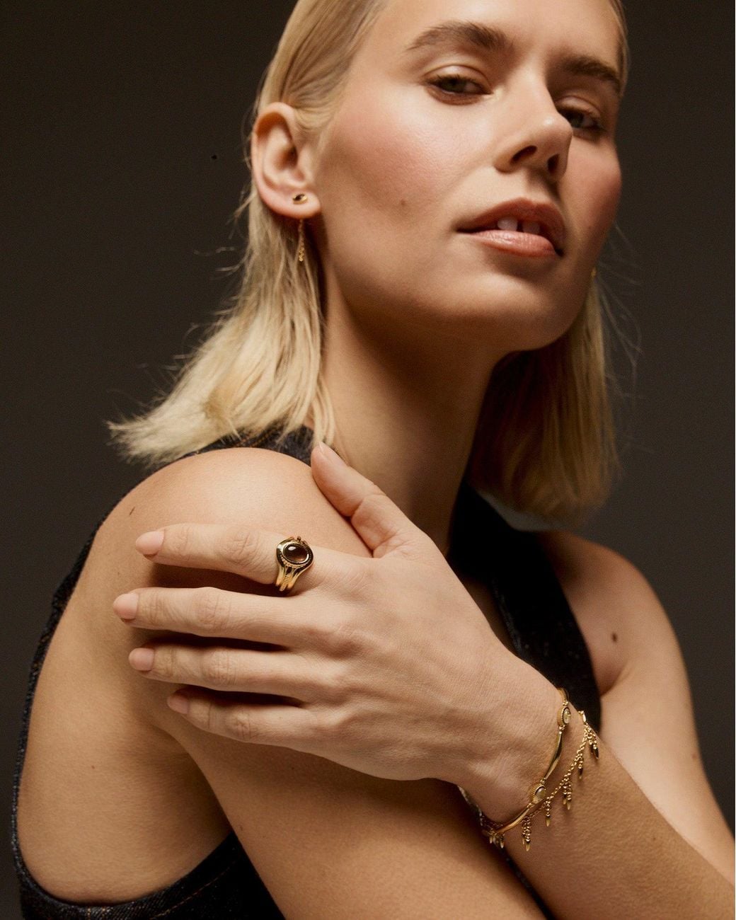 Stone Fruit Black Bolo Signet Ring