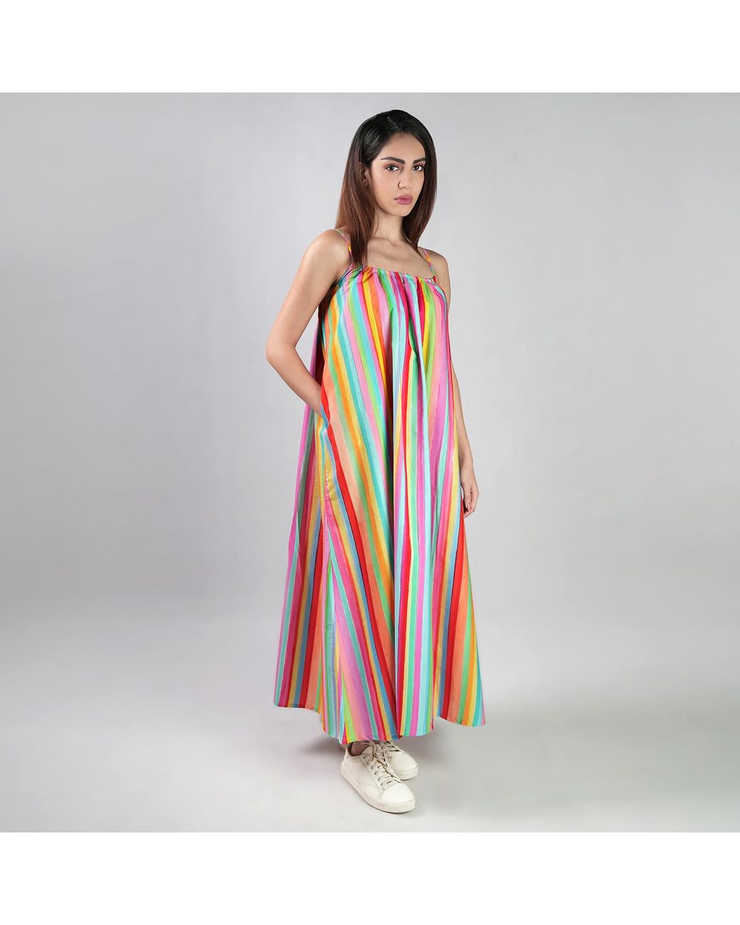 DHARA SHETH DUBAI Multicolor The Palette Colorful Stripes Cotton Maxi Dress