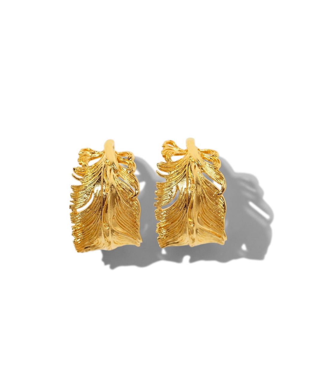 Jaredjamin Metallic Plume Hoop Post Earrings