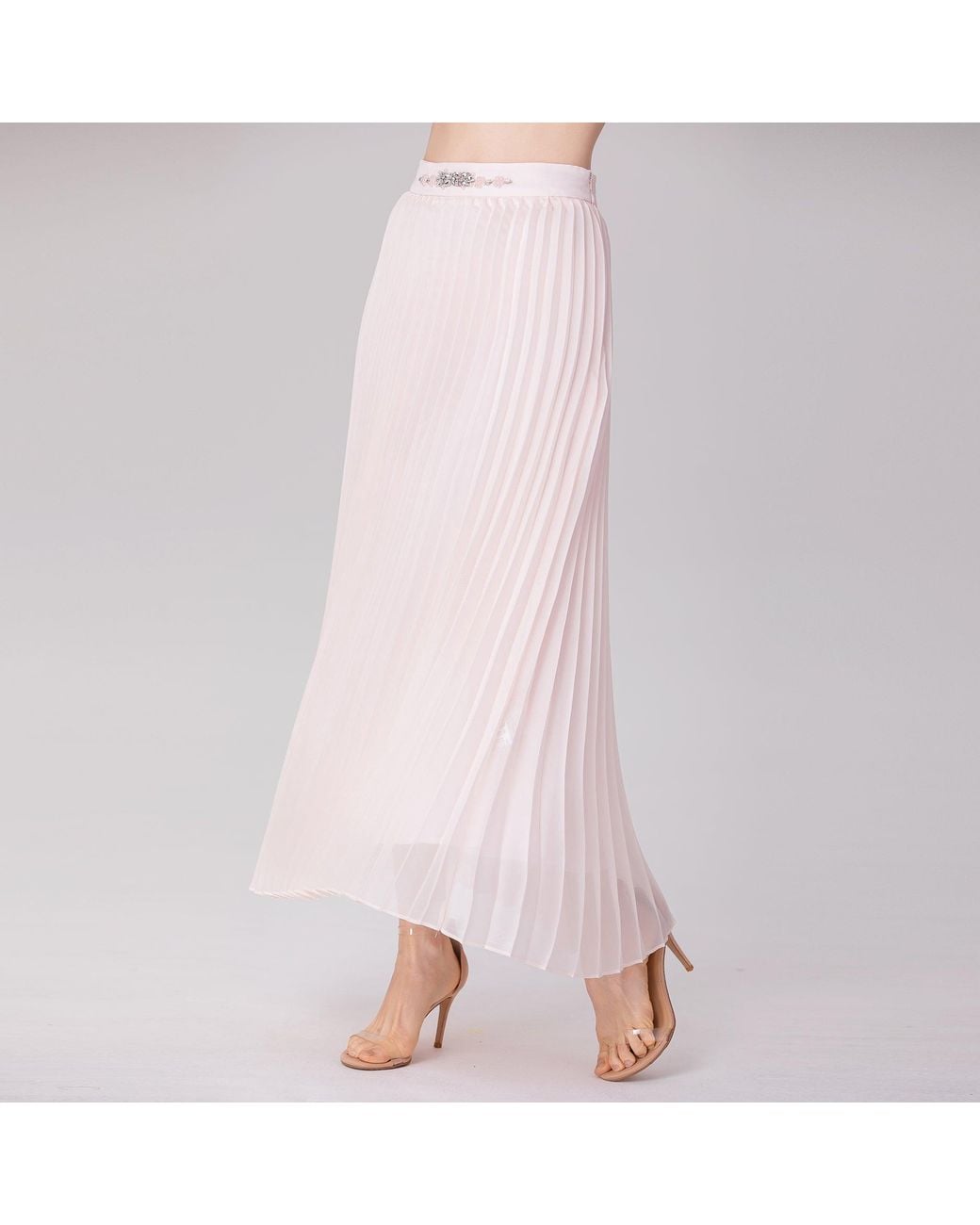 Smart and Joy Pink Organza Pleats Midi Skirt
