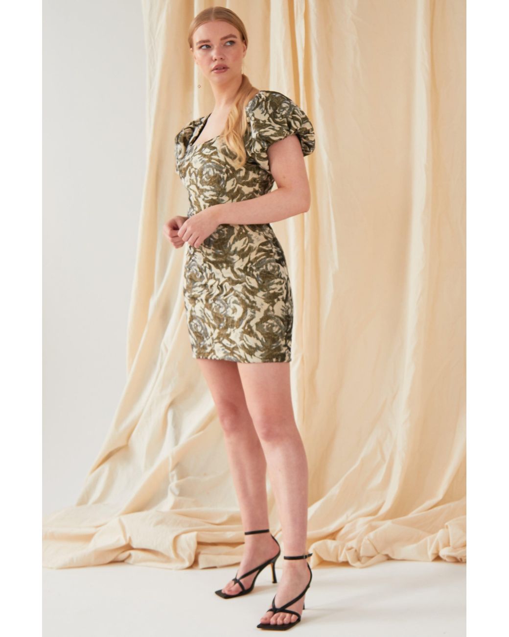 Sarvin Black Puff Shoulder Dress