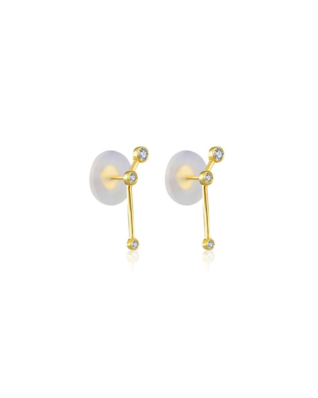 Genevieve Collection Metallic Aries Zodiac Constellation Earring 18K & Diamond