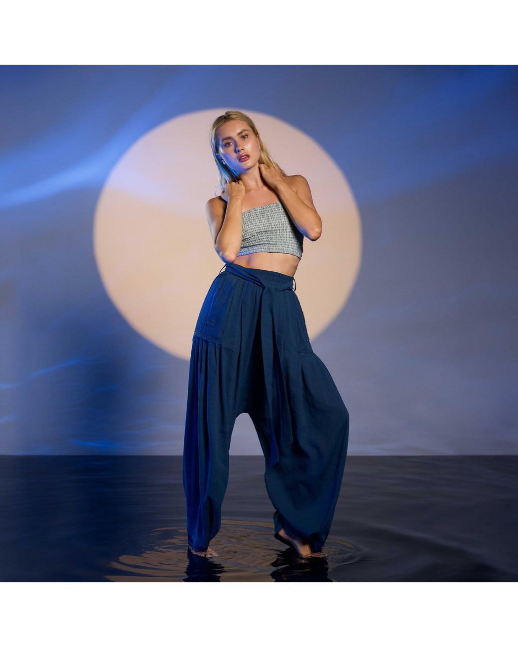 Zhenabia Blue Boho Harem Pants