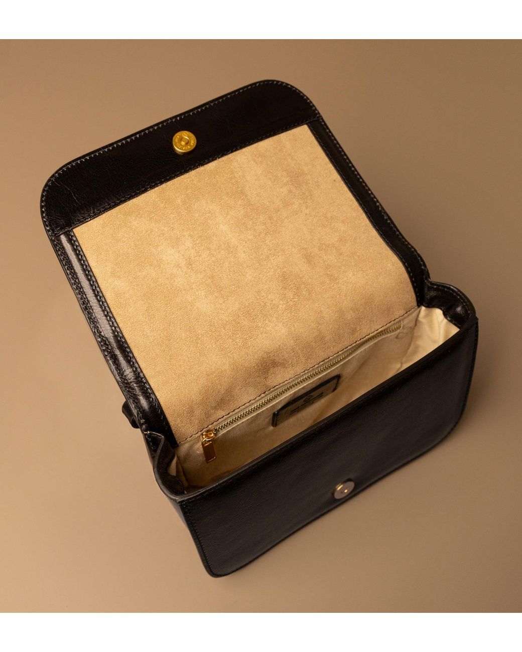 Time Resistance Black Leather Crossbody Bag For