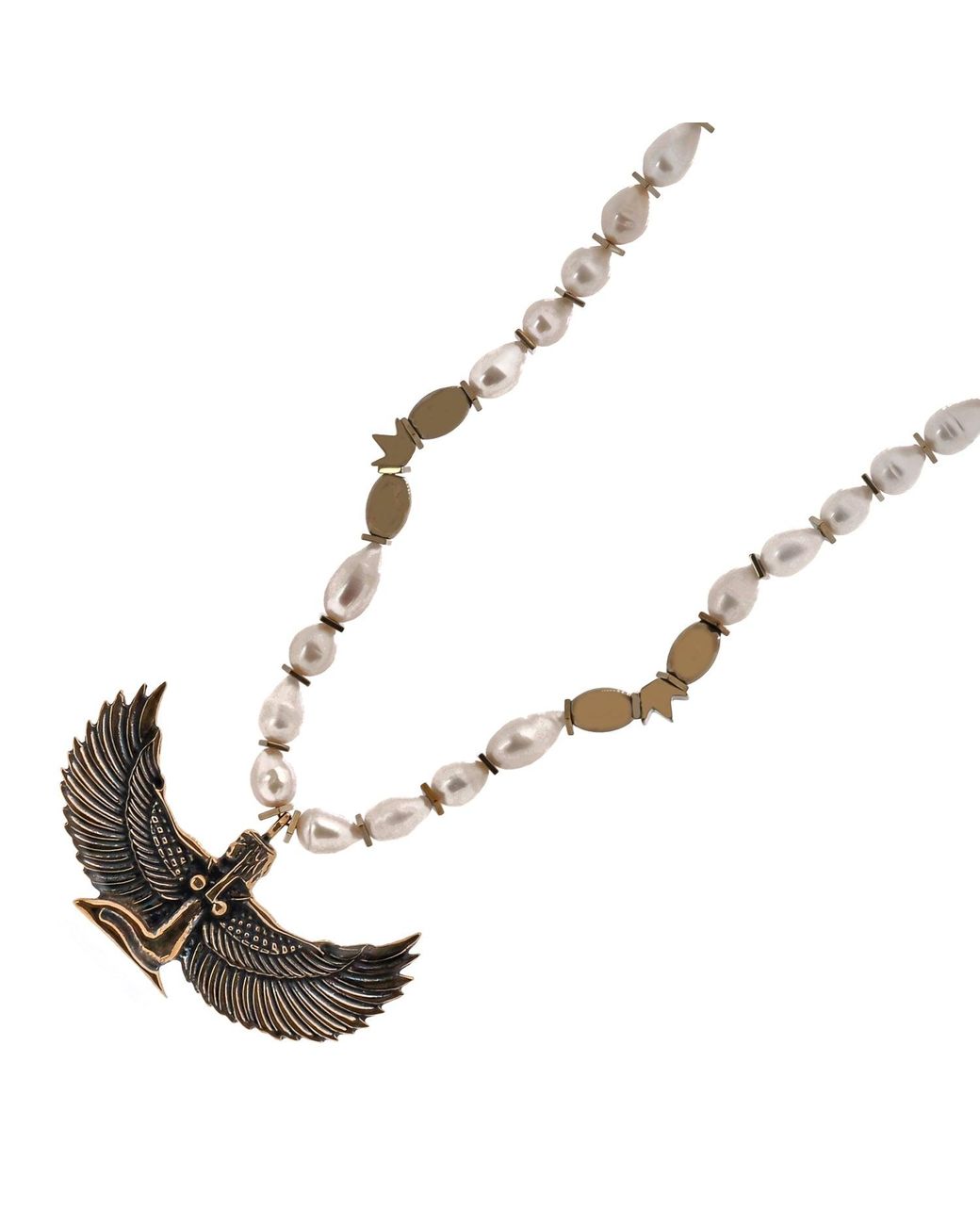 Ebru Jewelry Multicolor Teardrop Pearl Magical Goddess Isis Pendant Beaded Necklace