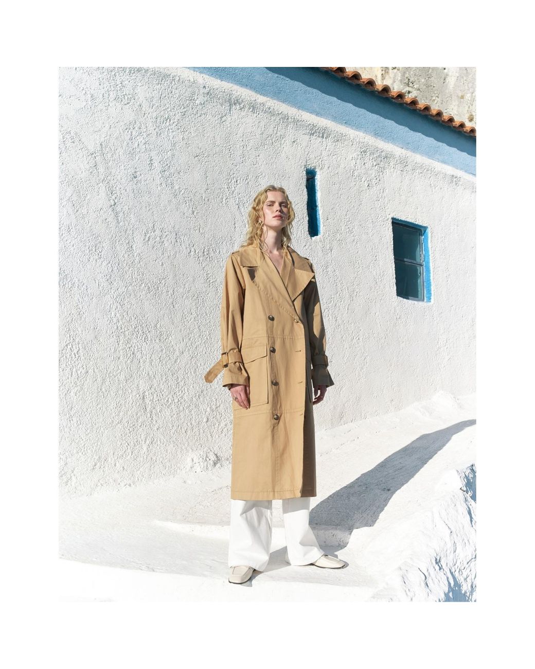 NAZLI CEREN Natural Neutrals Shelly Cotton Trenchcoat