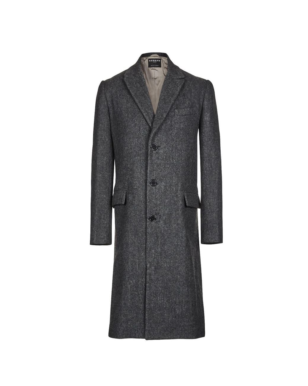 SEREN LONDON Gray Single Breasted Wool Coat for men