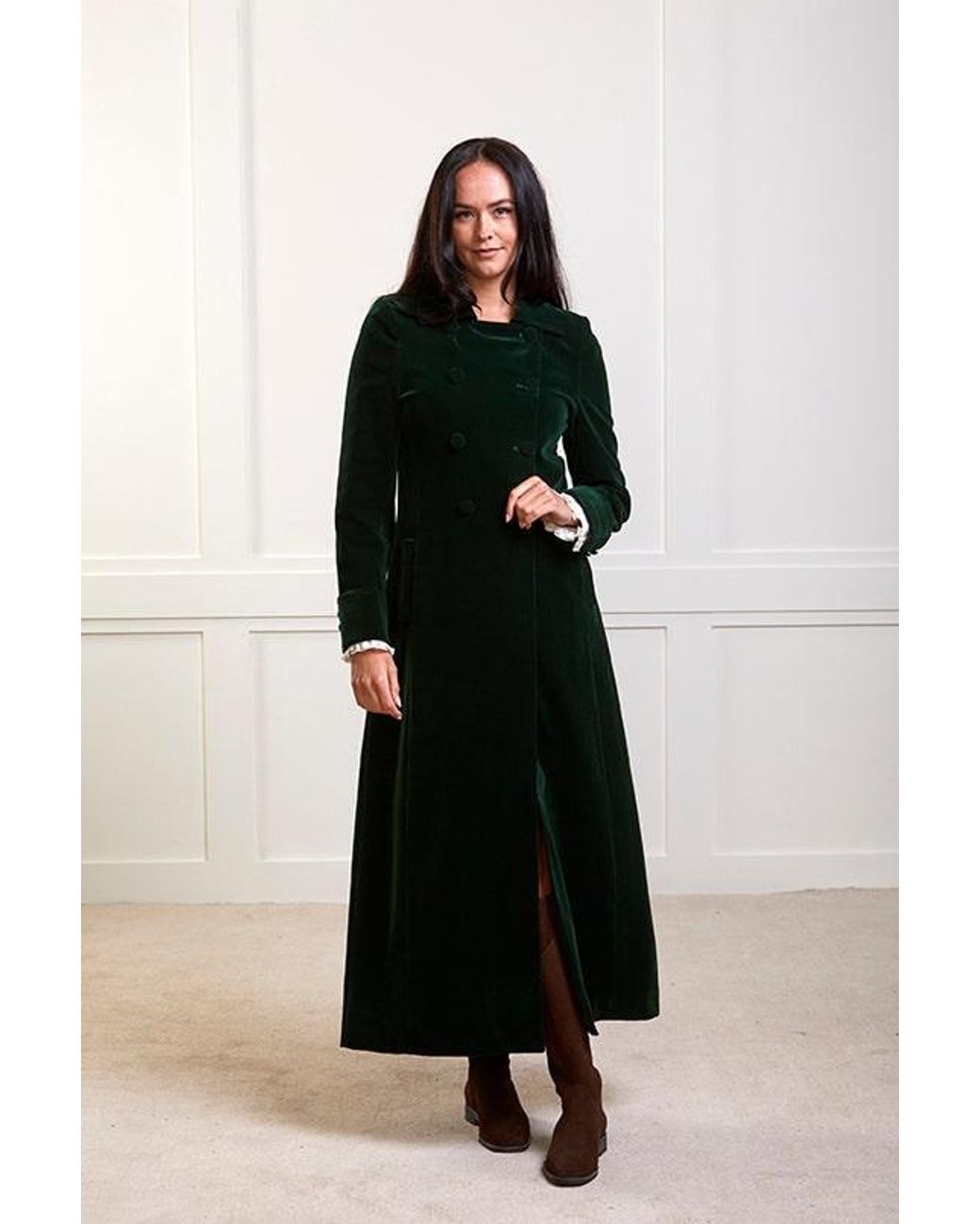 Guinea London Blue Long Velvet Coat