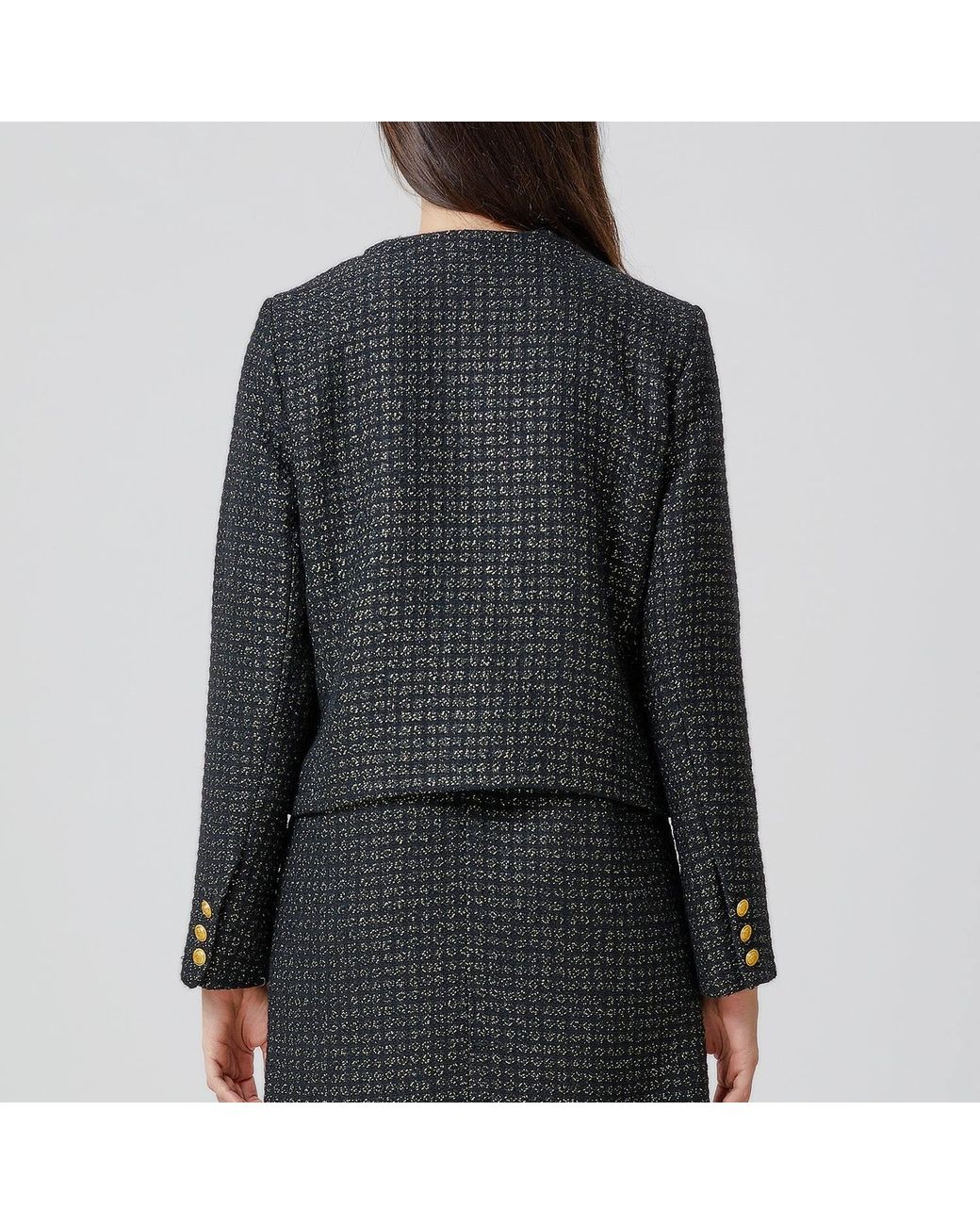 Smart and Joy Black Tweed Jacket With Buttons