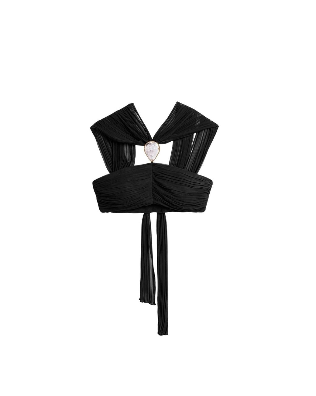 Nocturne Black Strapless Draped Bustier Top