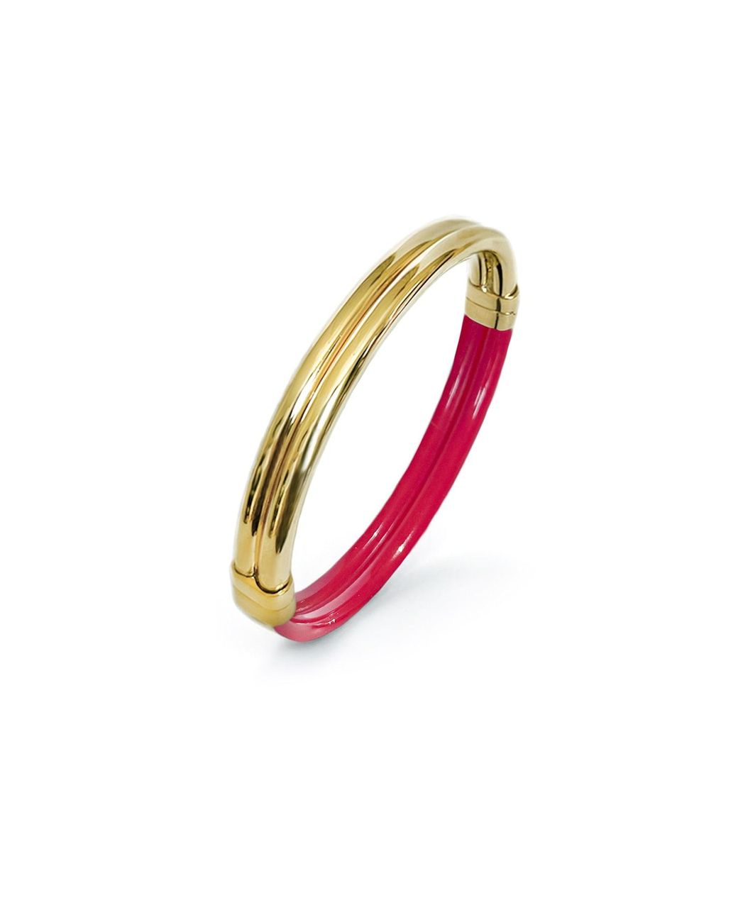 Gold & Honey Pink Ridge Lucite Hinge Bangle