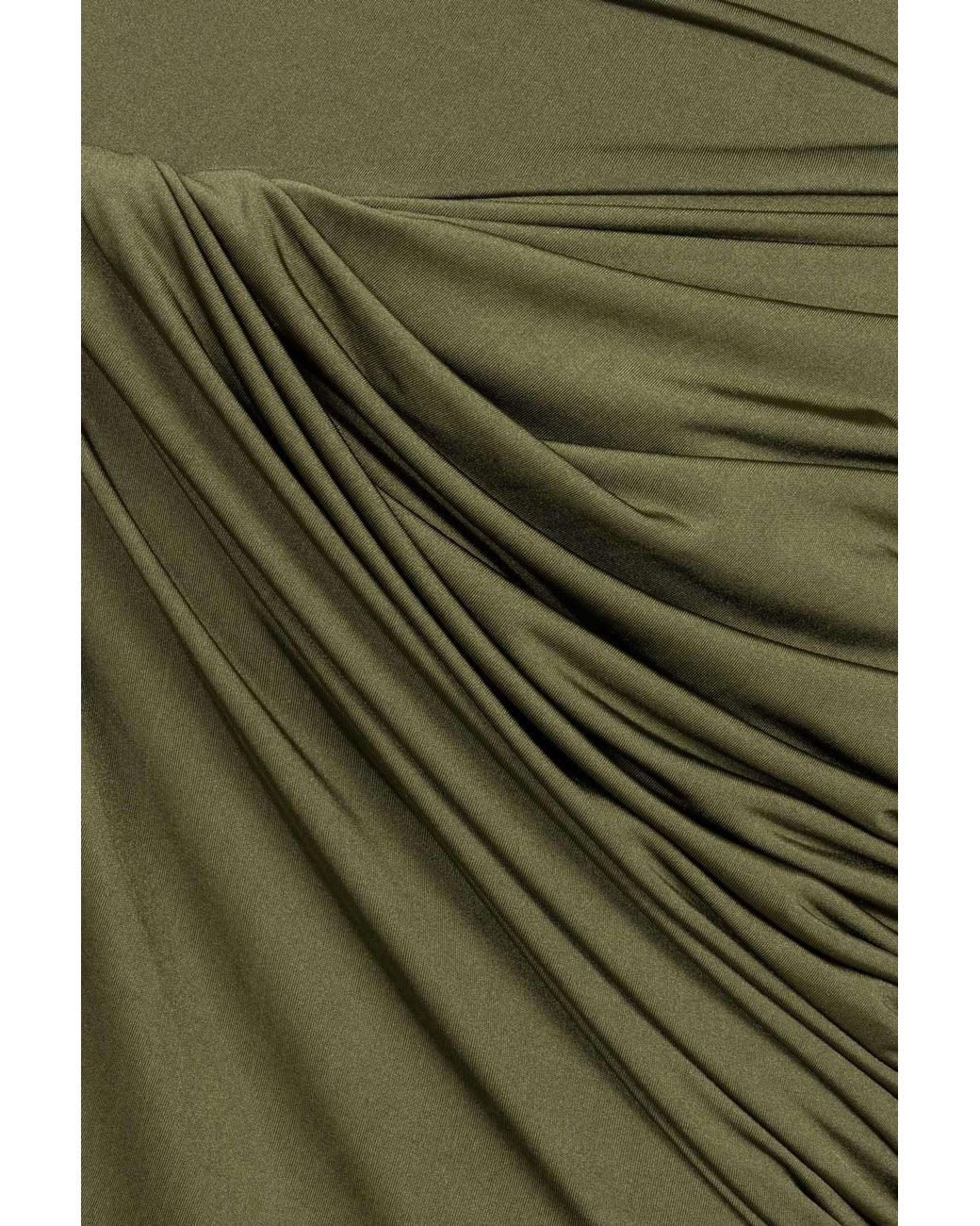 Nocturne Green Neutrals Draped Long Sleeve Maxi Dress