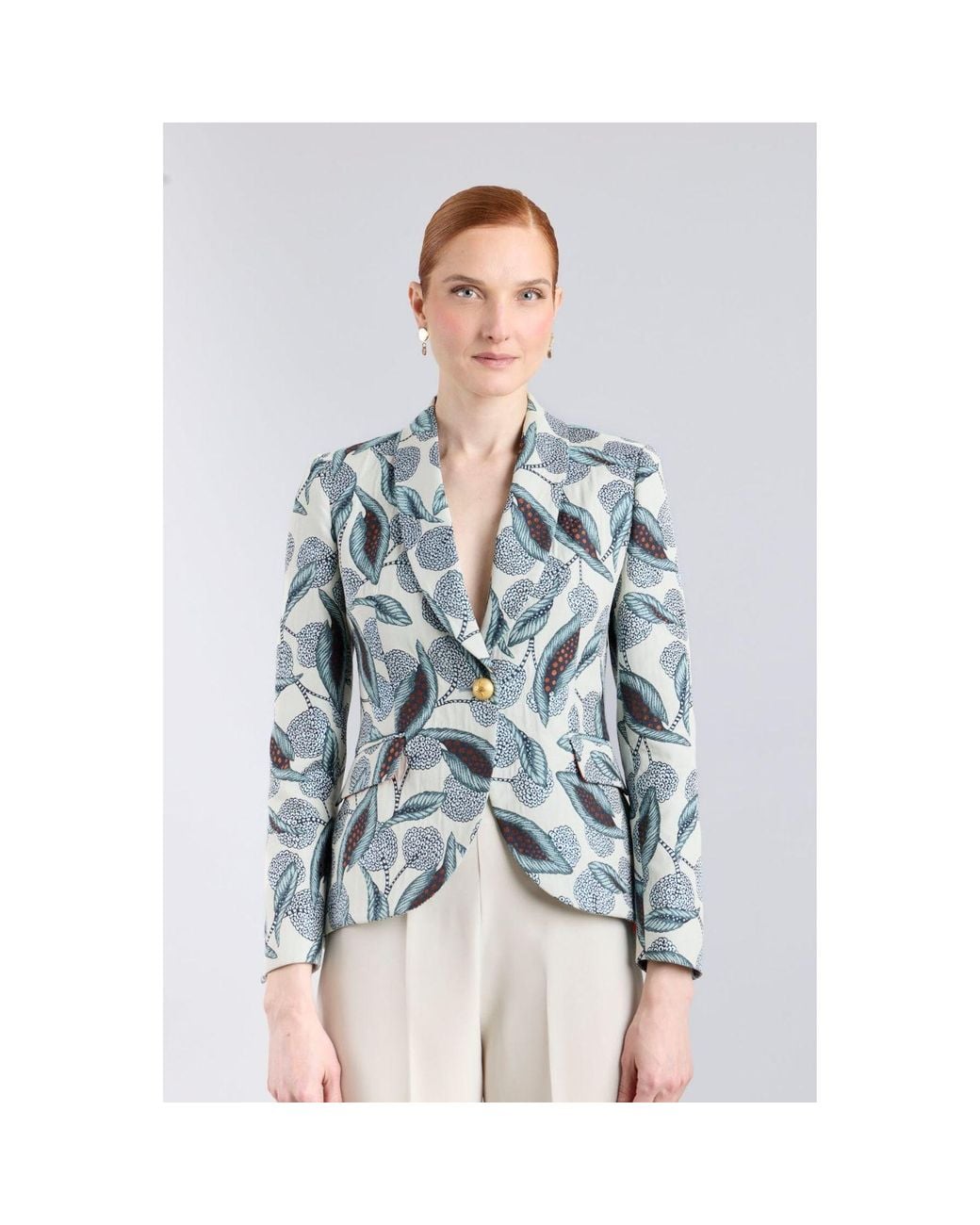 The Extreme Collection Green Floral Printed Tailored Blazer