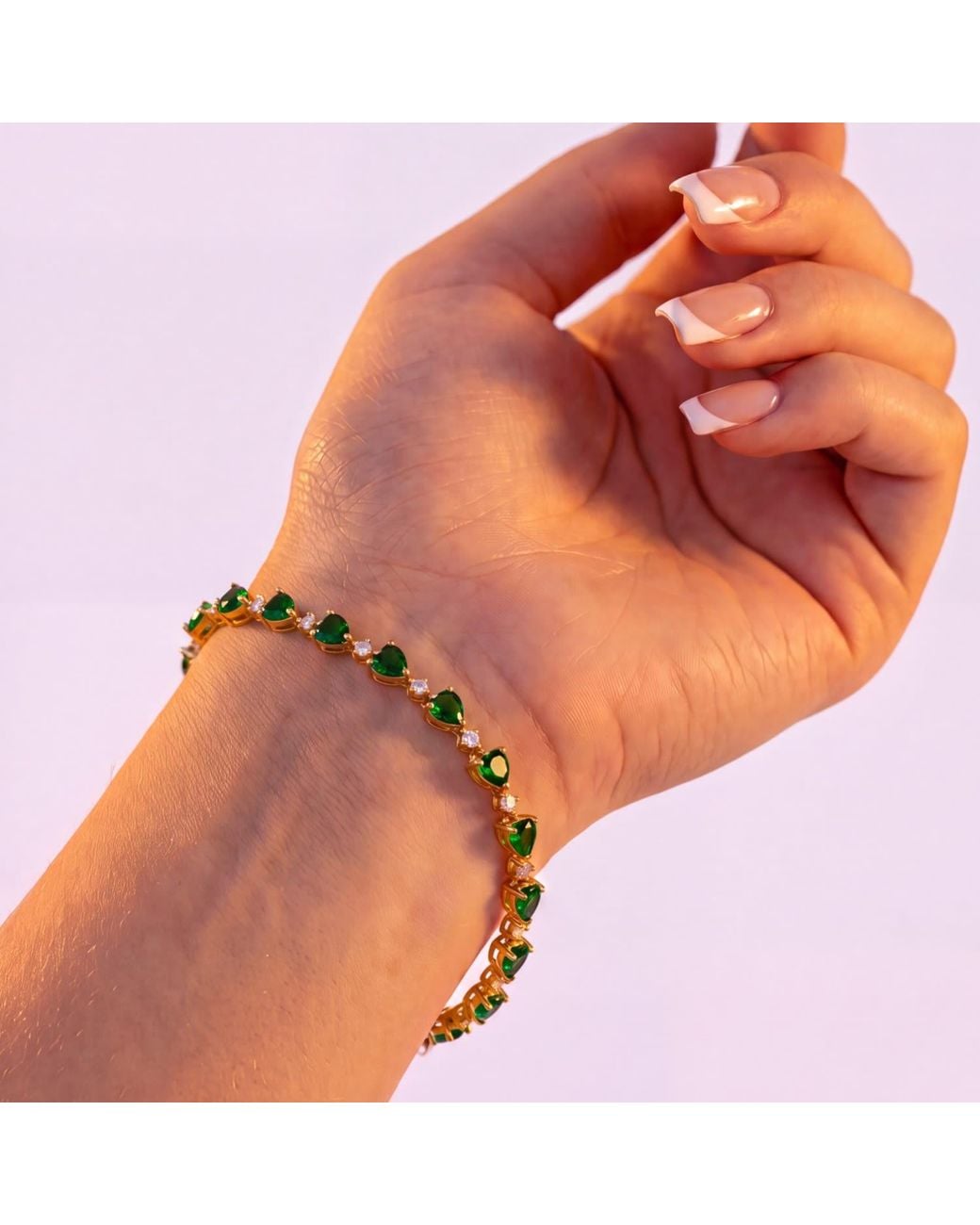 Latelita London Green Asscher Cut Heart Tennis Bracelet Emerald