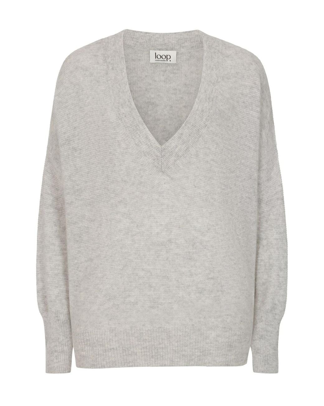 Loop Cashmere Relaxed Lofty V Neck Sweater in Grey | Lyst UK