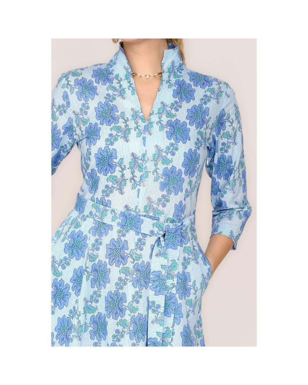 At Last Blue Cotton Chelsea Midi Dress